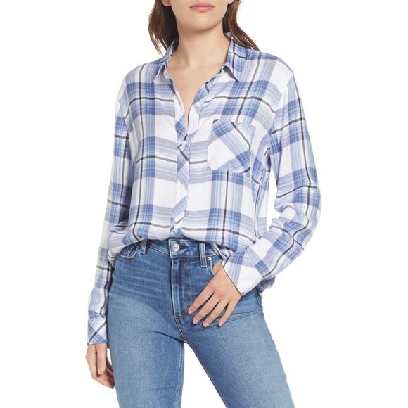 RAILS Hunter Plaid Button-up Shirt In White Robin Navy Small NWOT - Picture 1 of 14